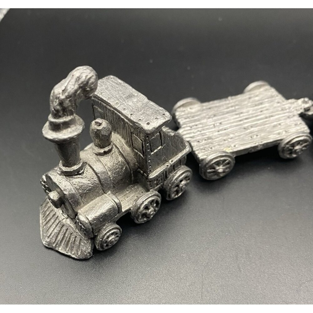 Michael Ricker RB 1986 5 Pc Pewter Train Set 9.5"L  Engine, 3 Flats & Caboose - Picture 2 of 16